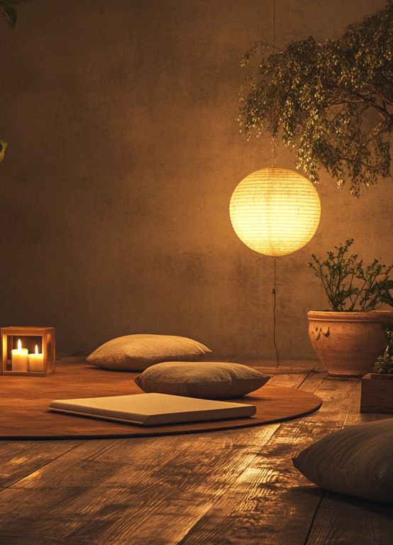 Seminare und Entsapnnung - Raum mit leichtem Licht, Holzbogen und Polstern